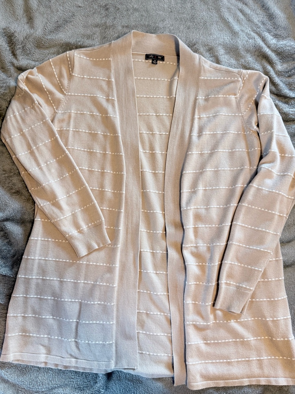 Soft Tan Open-Front Knit Cardigan Sweater